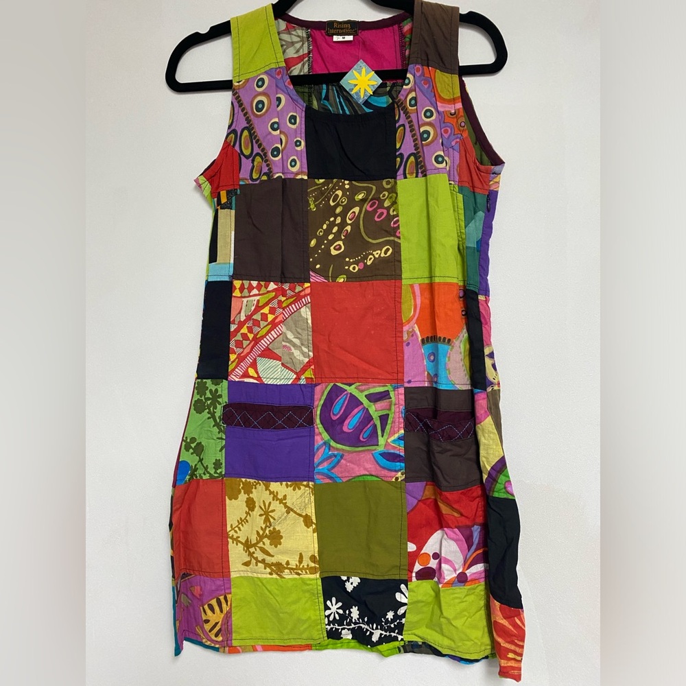 Super cute & Funky patchwork dress by Rising International size Medium.